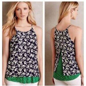 Anthropologie Porridge Swan Top XS Blue Green Polka Dot Sleeveless Layered